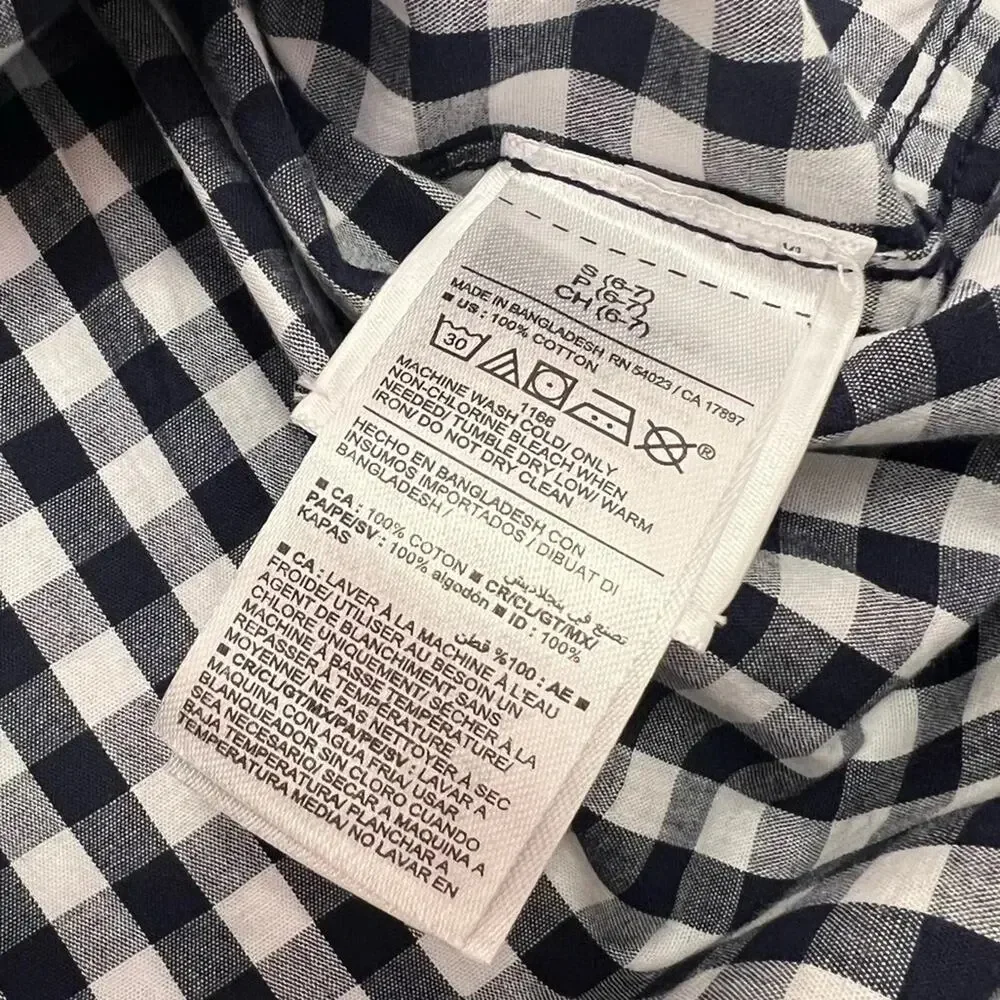 NWT Old Navy Blue Gingham Short Sleeve Button Up Size S 6-7 Boys